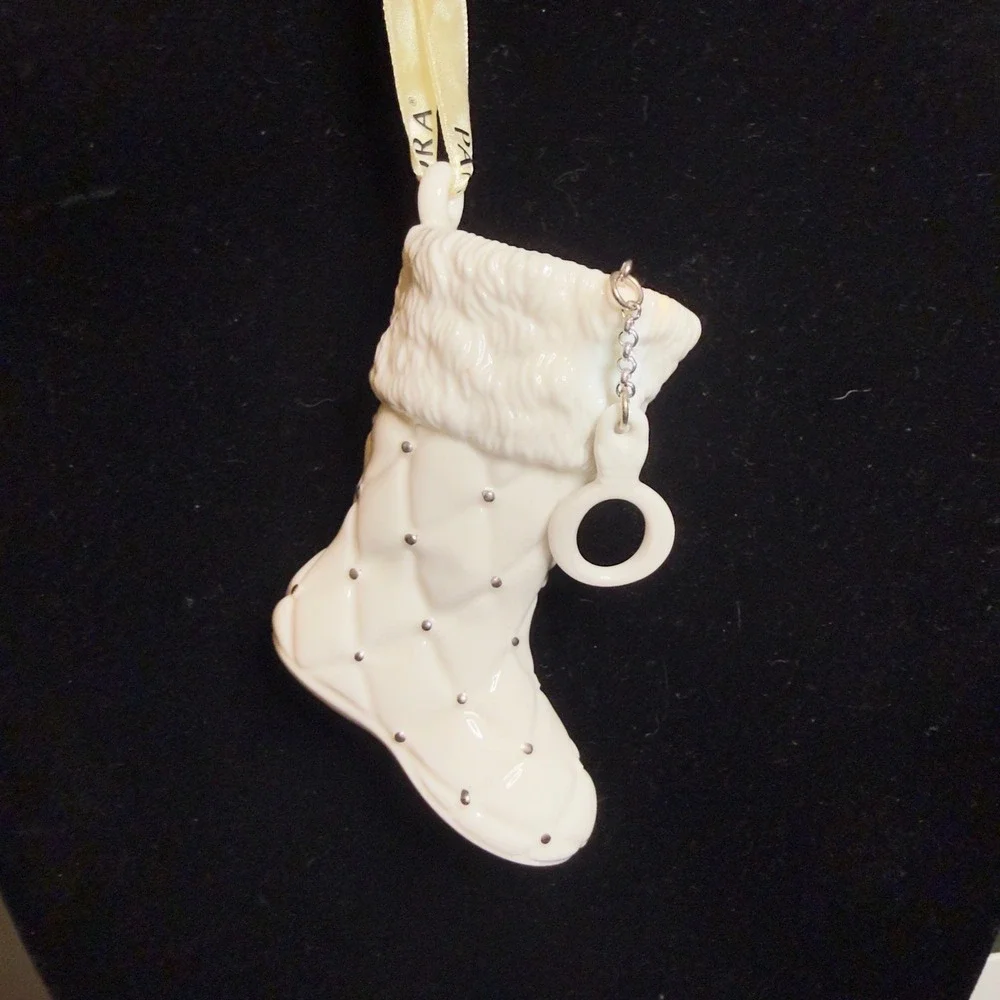 Pandora 2012 Limited Edition White Porcelain Quilted Stocking Ornament‎ with Box